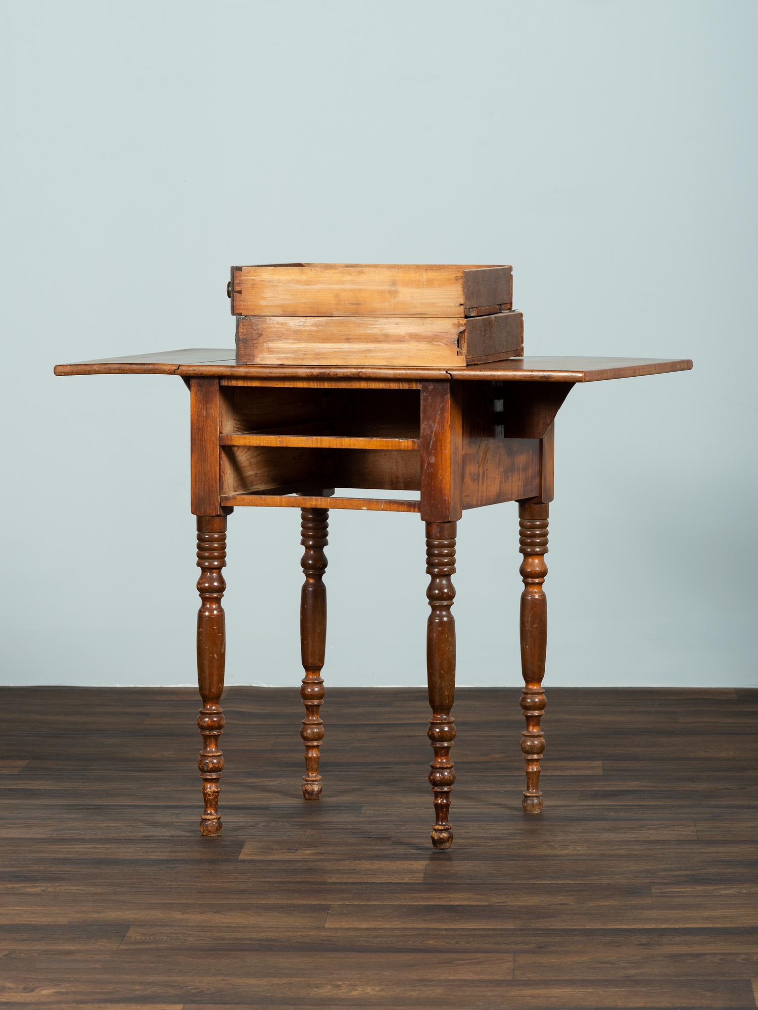 A Classical Tiger Maple Drop-Leaf Work Table