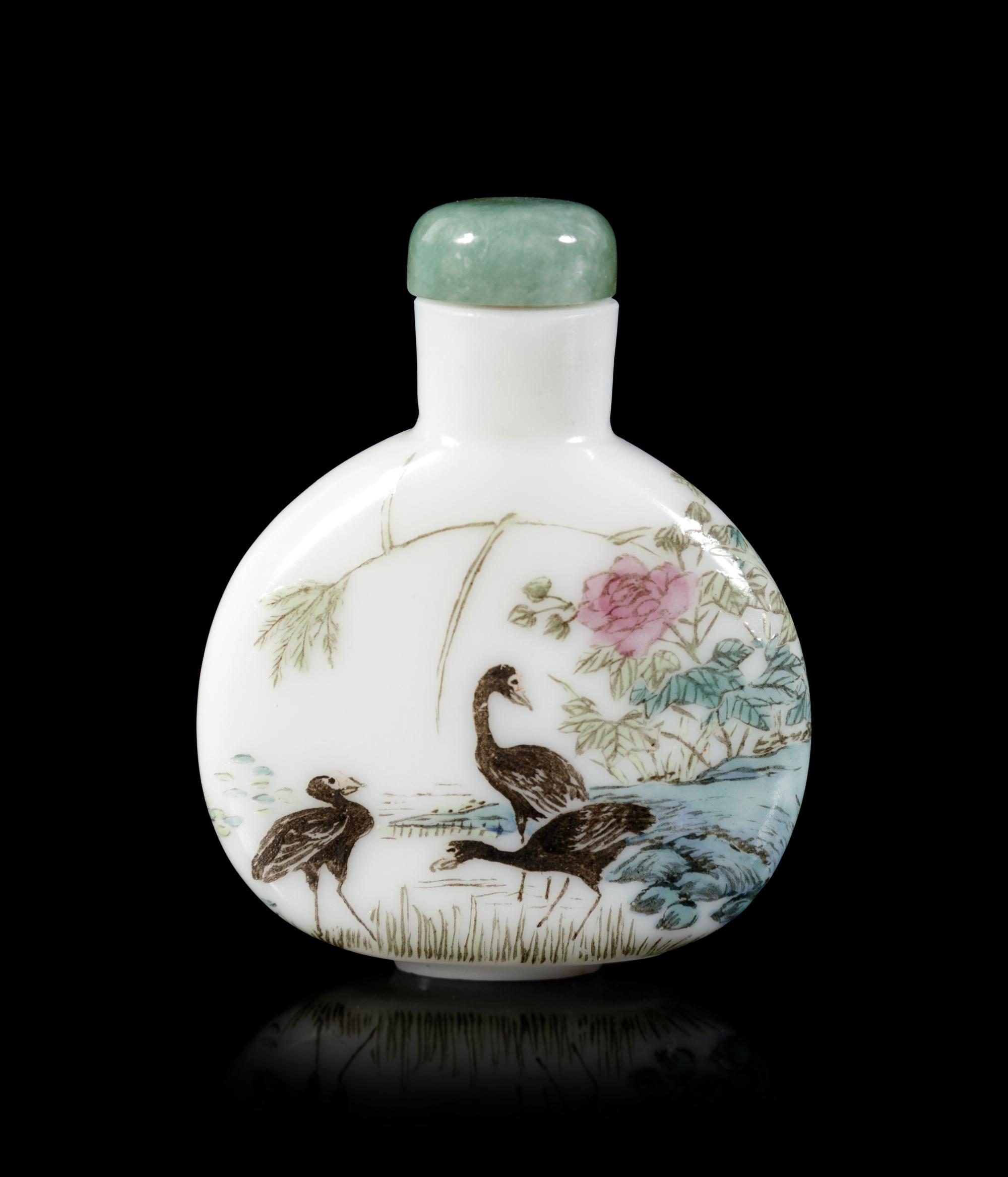 A Painted Enamel on White Glass Snuff Bottle
