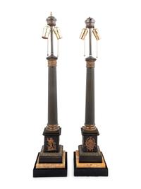A Pair of Neoclassical Bronze Table Lamps