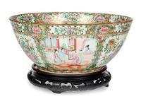 A Chinese Export Rose Medallion Punch Bowl