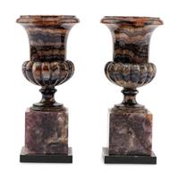 A Pair of English "Blue John" Urns