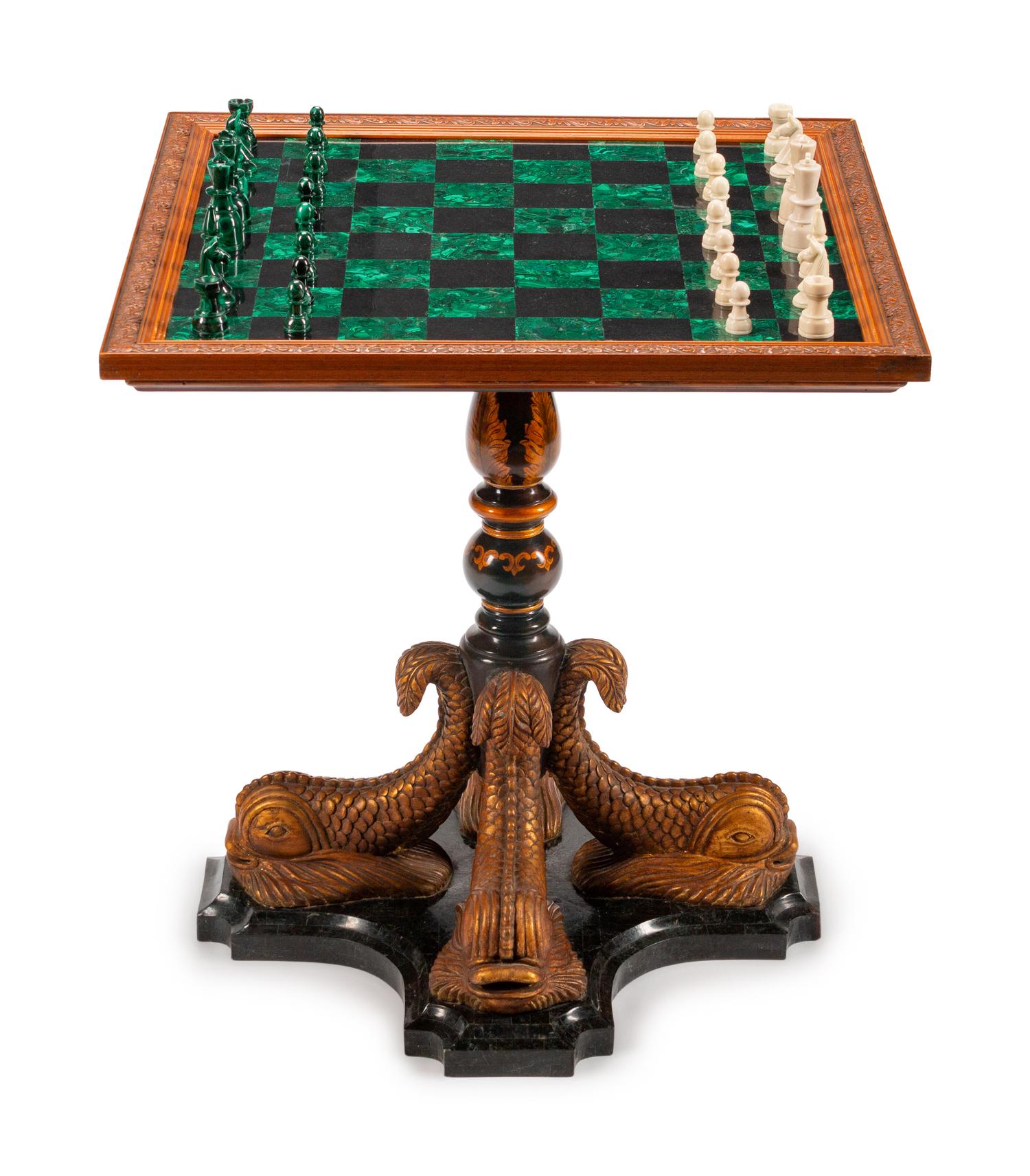 An Italian Parcel-Gilt and Lacquer Games Table