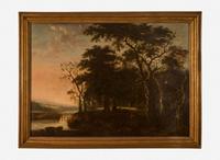 Circle of Adriaen Hendriksz Verboom (c. 1627/28-1673) - A Wooded River Landscape with a Herdsman on a Donkey and a Flock of Goats on a Track