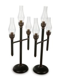 Two French Tole Three-Light Candelabra