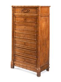A Faux Bamboo and Maple Fall-Front Desk