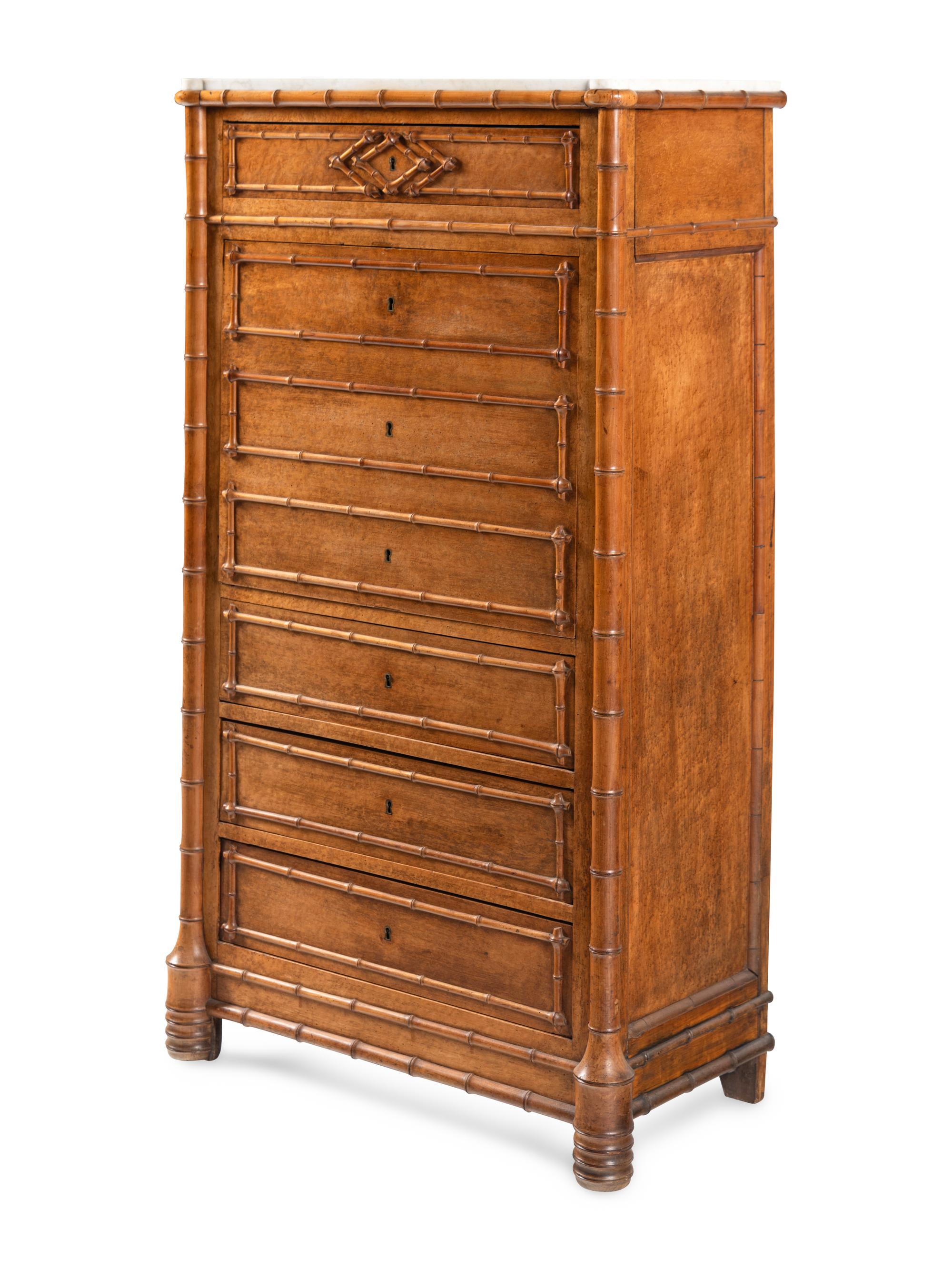 A Faux Bamboo and Maple Fall-Front Desk