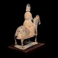 A Chinese Pottery Horse with Rider, Northern Wei Dynasty 北魏 灰陶騎馬俑
