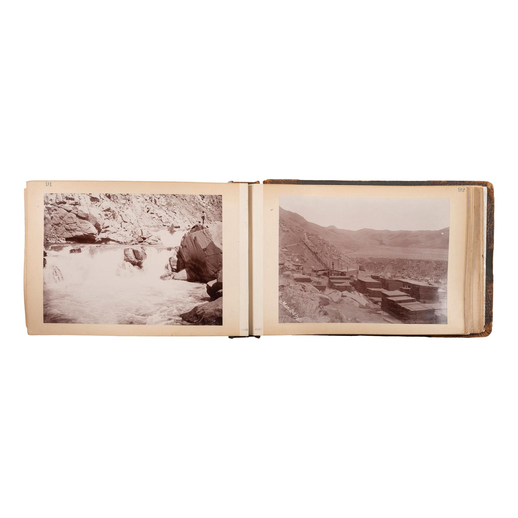 [CALIFORNIA]. Album showing the construction of the first water viaduct to Los Angeles. [Near Fort Tejon, CA]: N.p., 24 March-7 June 1896.