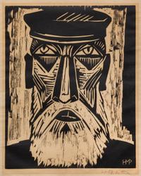 Max Pechstein, (German, 1881–1955), Fischerkopf IX from Deutsche Künstler, 1921