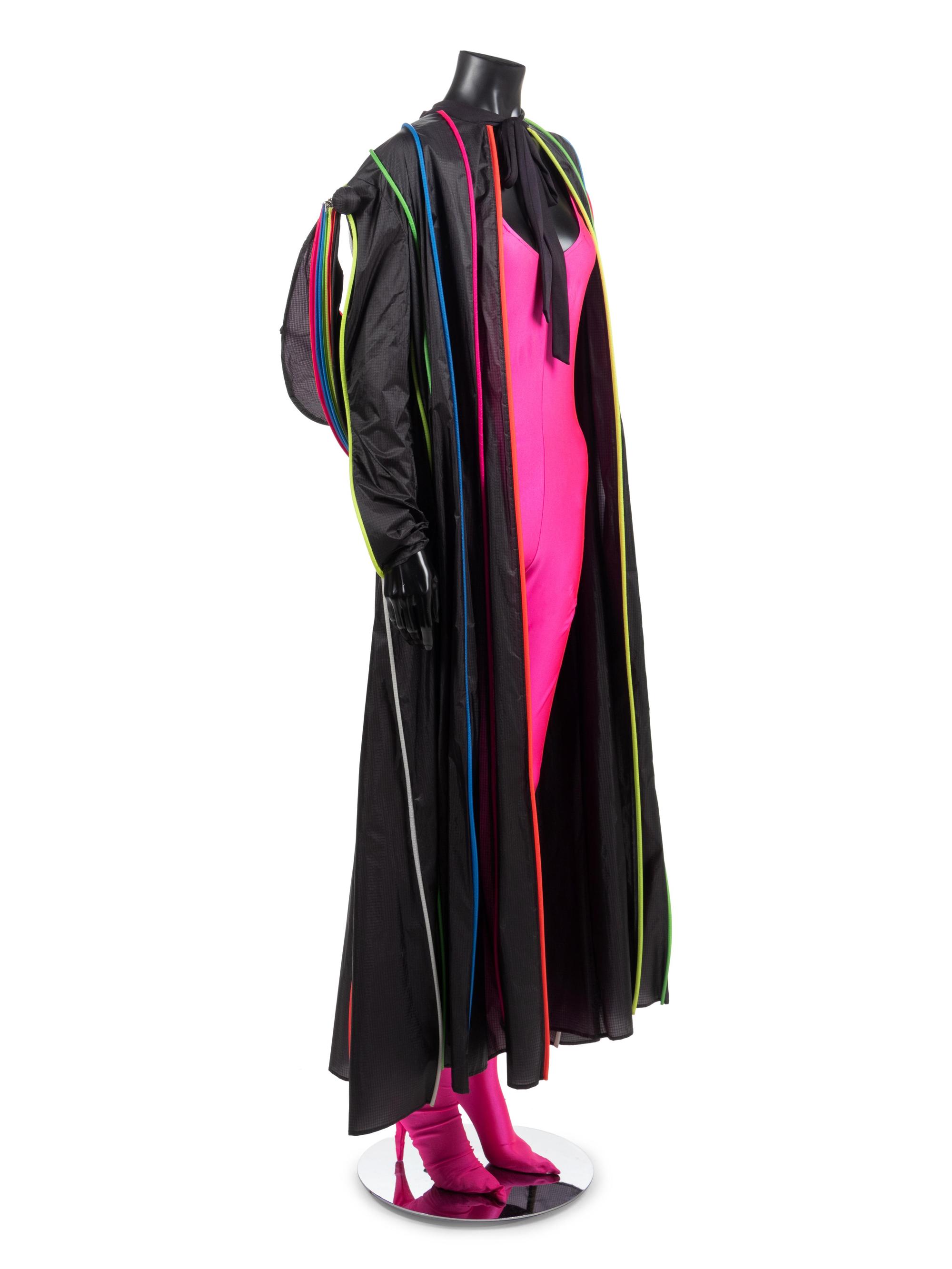 Paco Rabanne Nylon Rain Coat with Pink Jumpsuit, 1990s