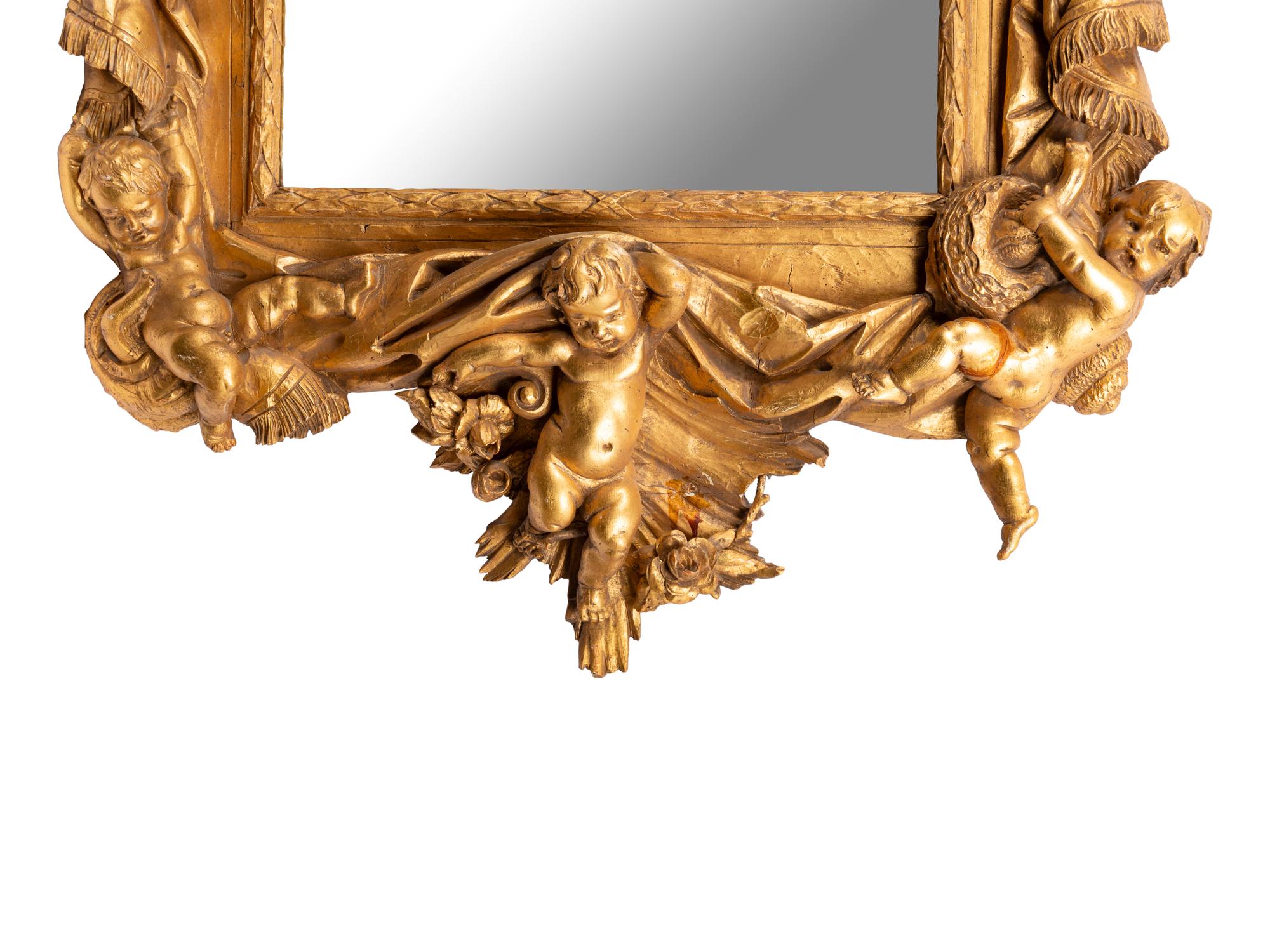 An Italian Baroque Style Giltwood Mirror