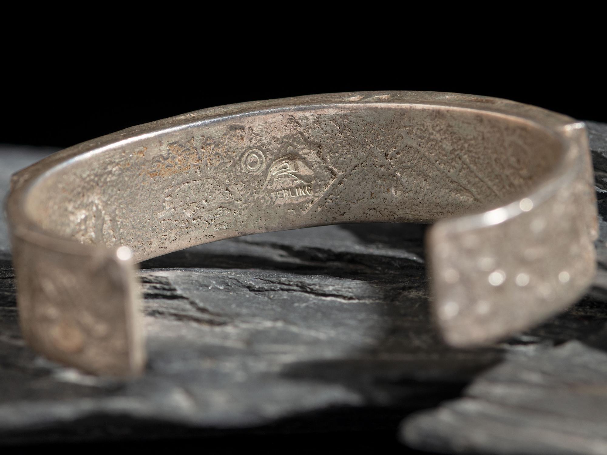 Sterling Silver Micro Mosaic Inlay Cuff Bracelet