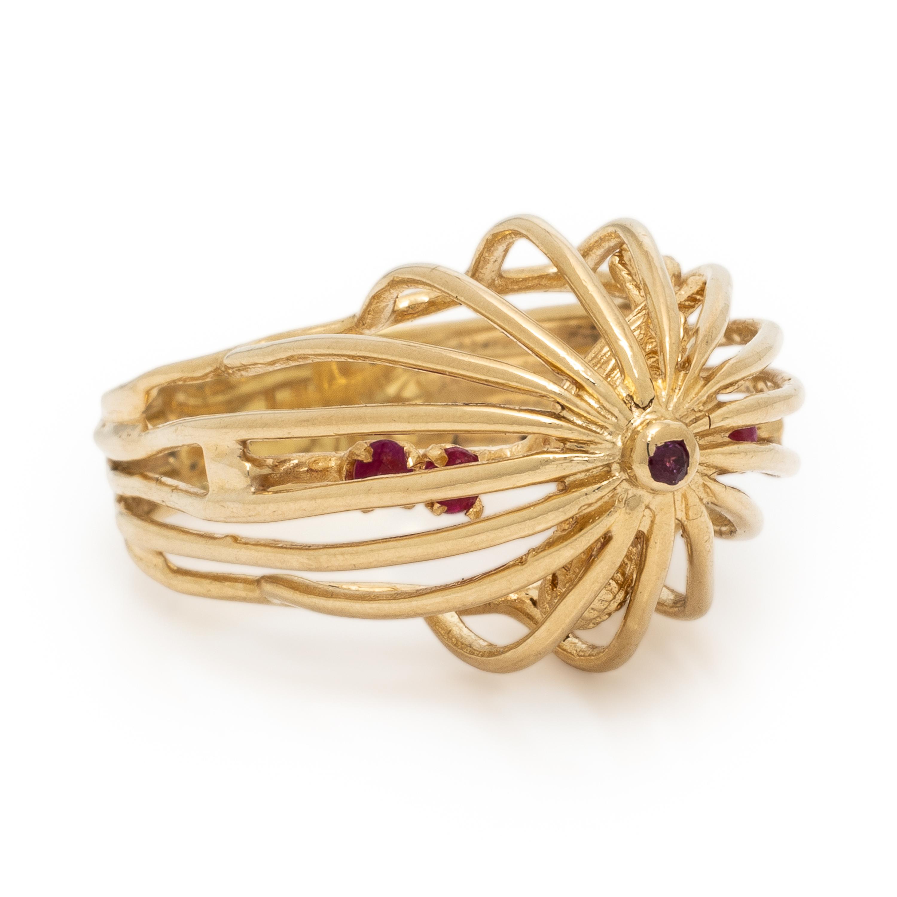 Yellow Gold and Ruby Birdcage Ring