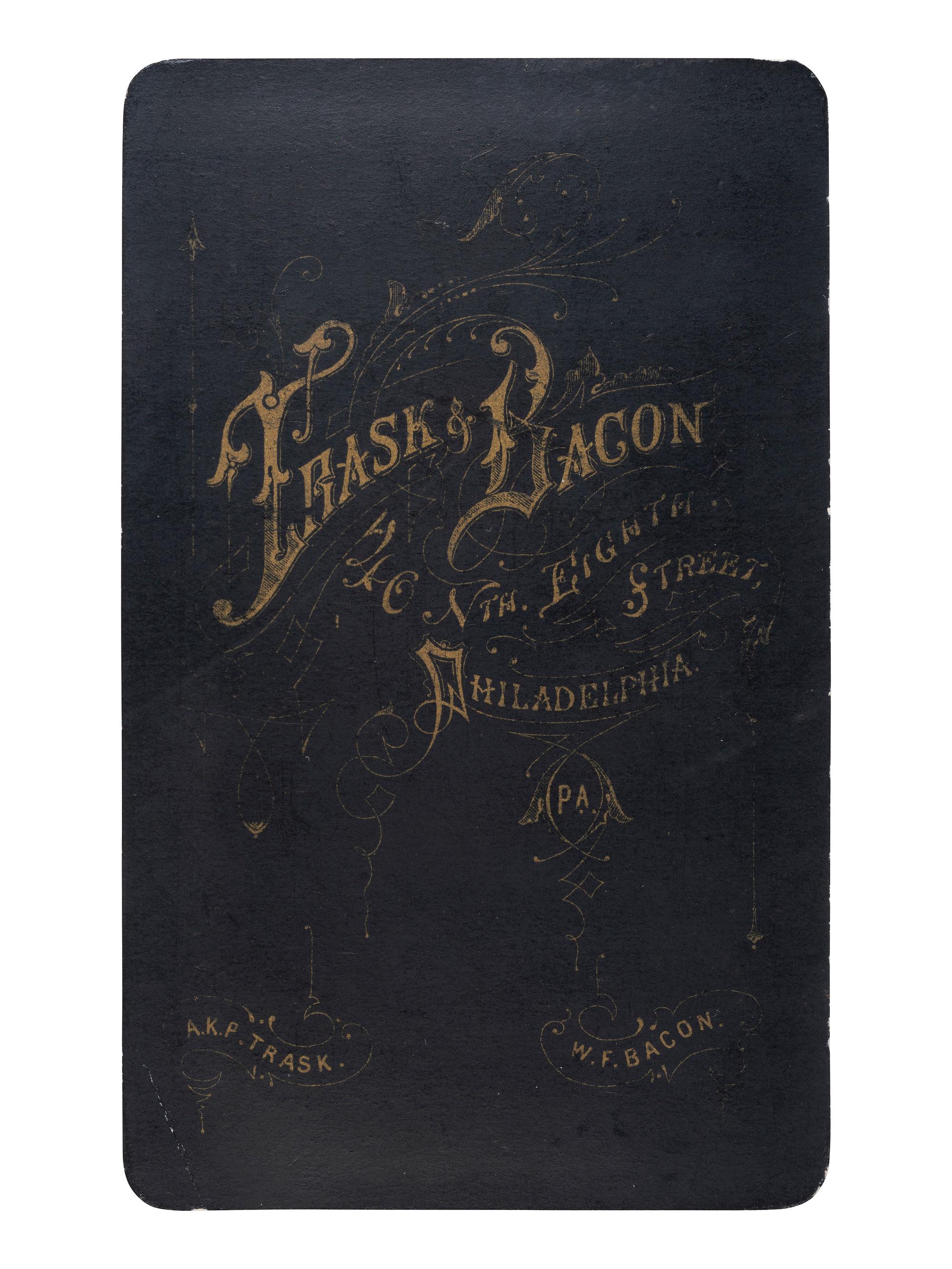 [EARLY PHOTOGRAPHY]. CDV of a large group of African Americans. Philadelphia, PA: Trask & Bacon, n.d.