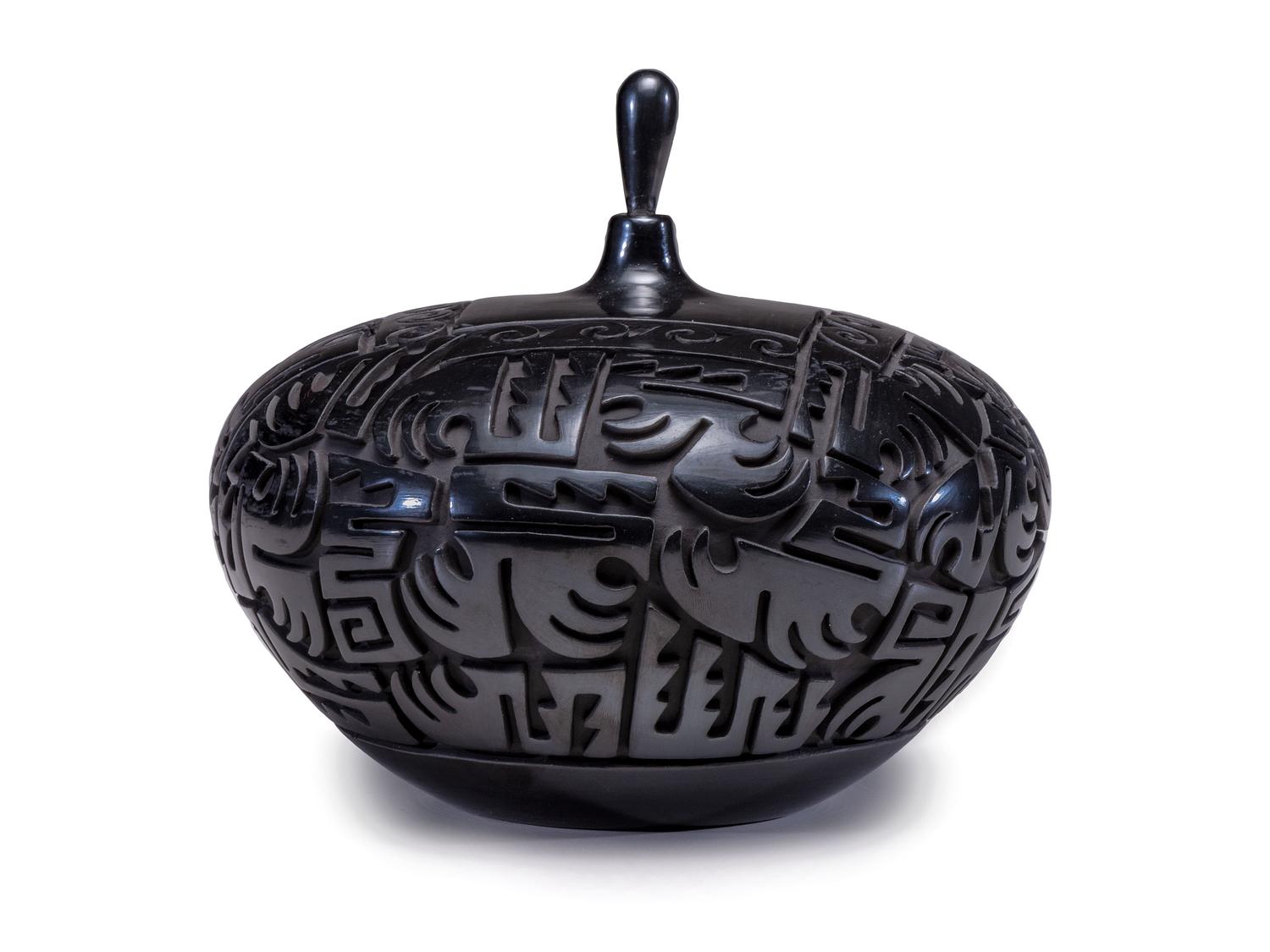 Carved Blackware Pottery Jar