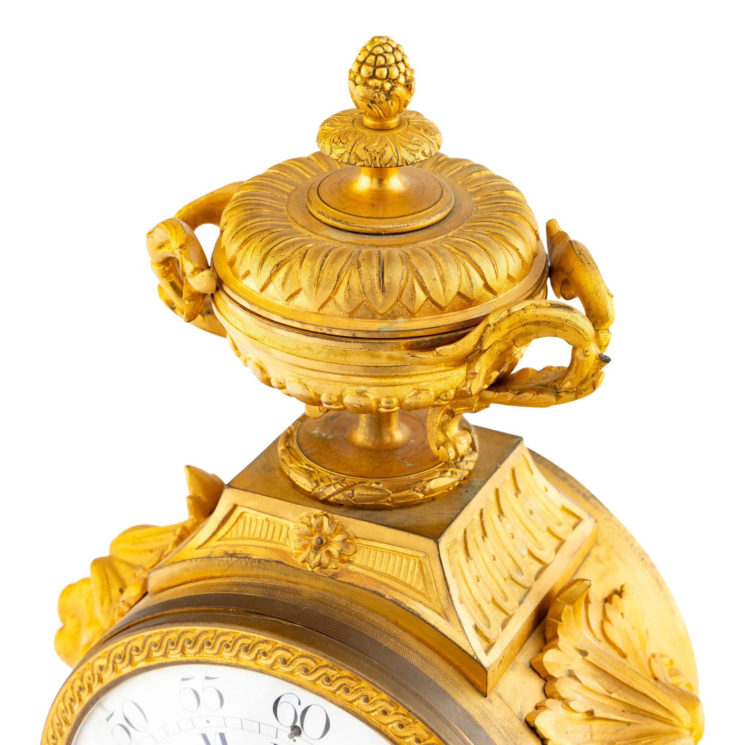 A French Neoclassical Gilt Bronze Mantel Clock