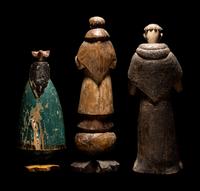 Three Spanish Colonial Carved Wood Santos Figures