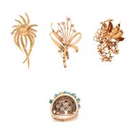 COLLECTION OF YELLOW GOLD AND TURQUOISE JEWELRY