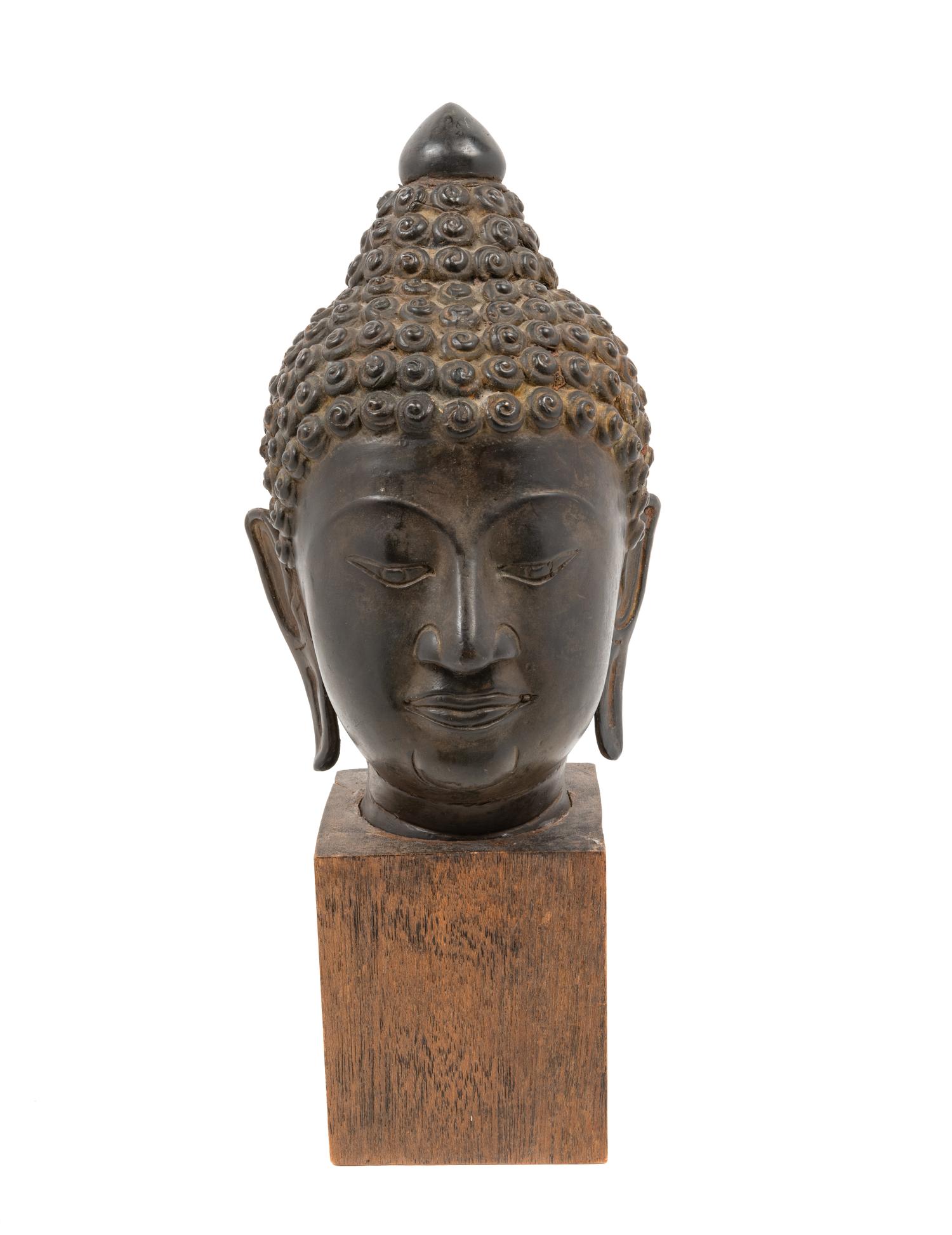 A Thai Bronze Head of Buddha