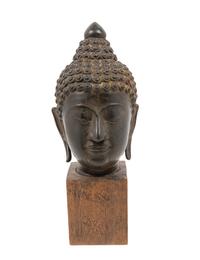 A Thai Bronze Head of Buddha