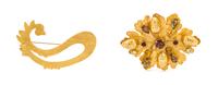 Two Goldtone Designer Brooches,