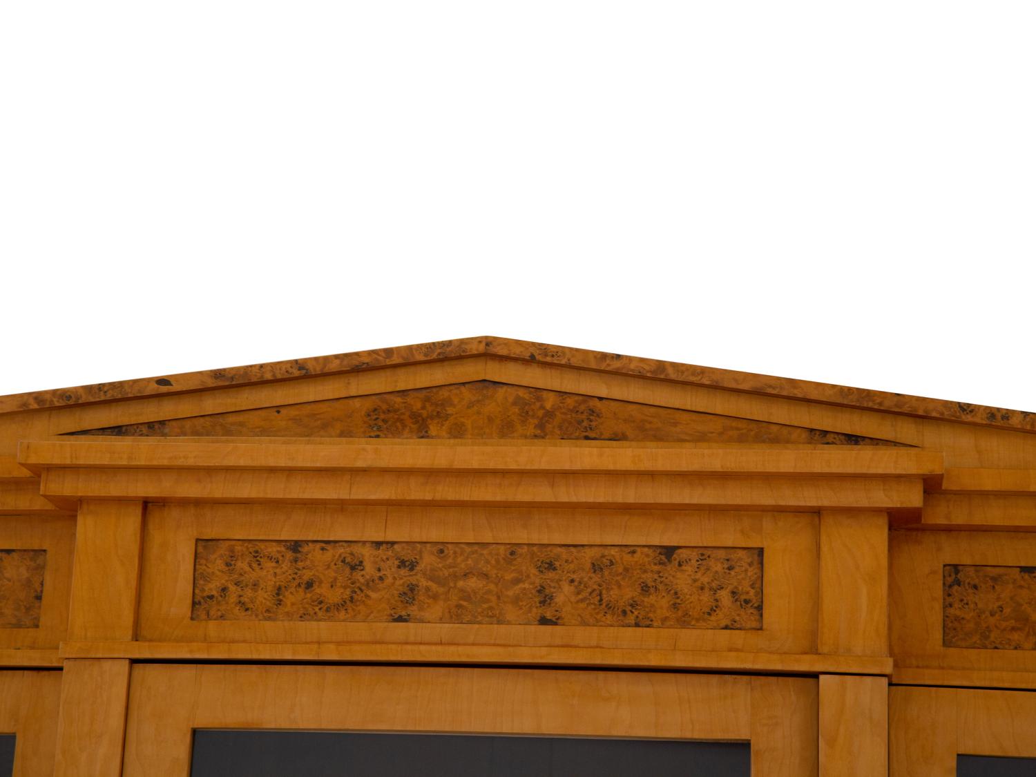 A German Neoclassical Birch Breakfront Bookcase