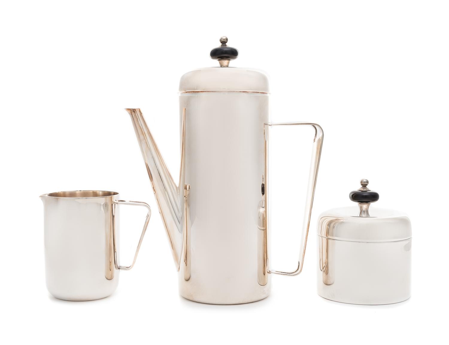 Italian, SECOND HALF 20TH CENTURY, a partial coffee service, comprising a coffee pot, creamer and covered sugar