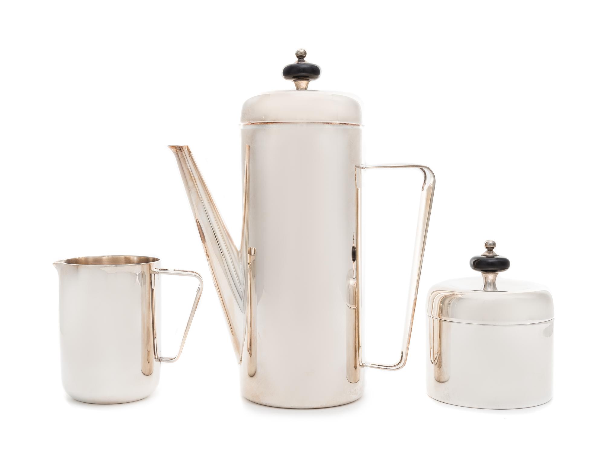 Italian, SECOND HALF 20TH CENTURY, a partial coffee service, comprising a coffee pot, creamer and covered sugar