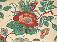 An English Turned Mahogany Stool with Chintz Upholstered Seat