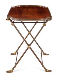 A French Brass and Mahogany Butler's Tray Table