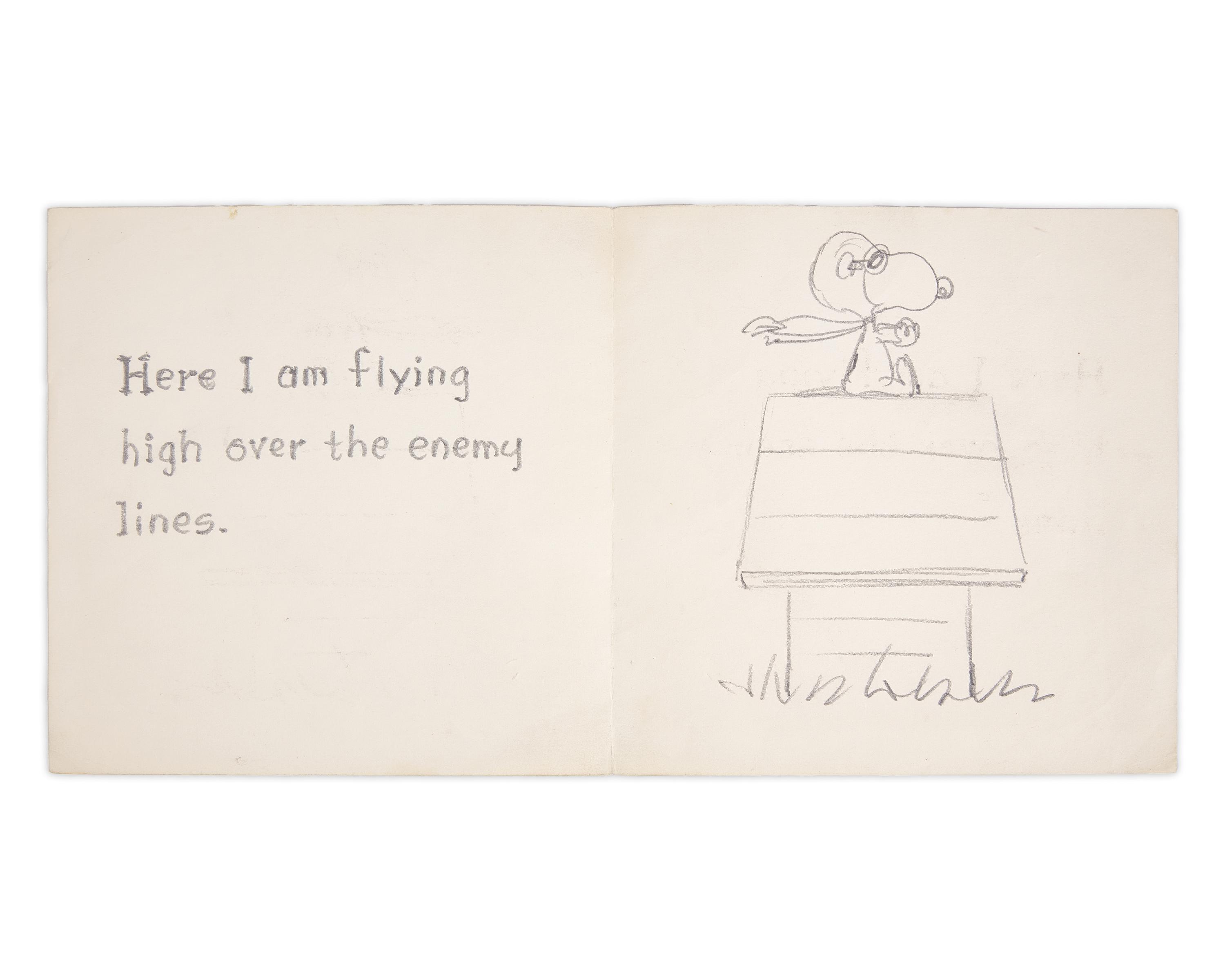 Schulz, Charles. Manuscript Mock-Up, Inscribed With Original Drawing