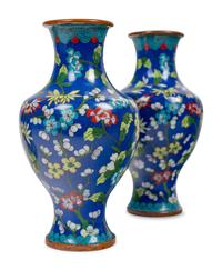 Three Chinese Cloisonné Enamel Vases and a Chinese Champlevé Vase