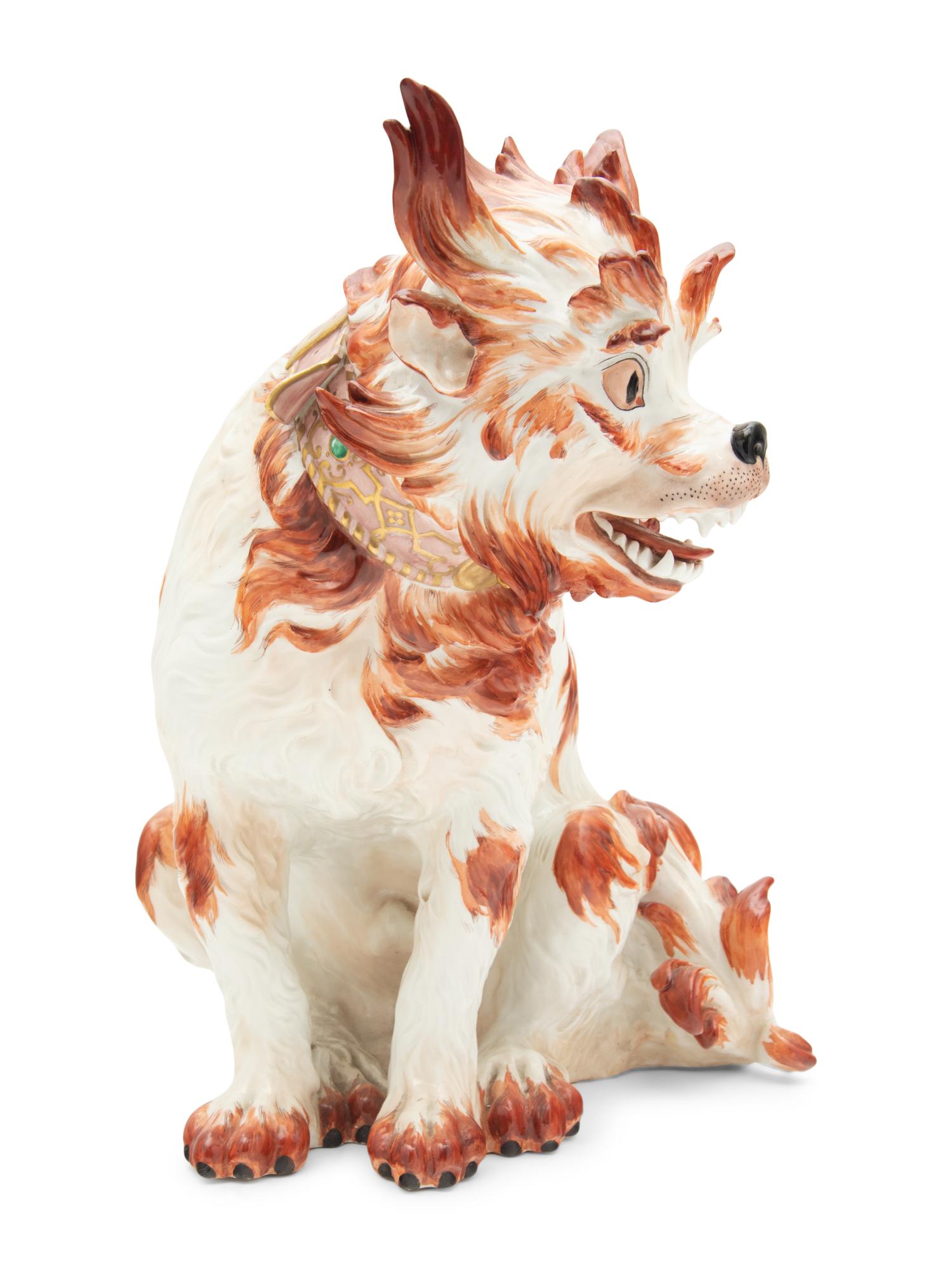 A German Porcelain Model of a Bolognese Hound
