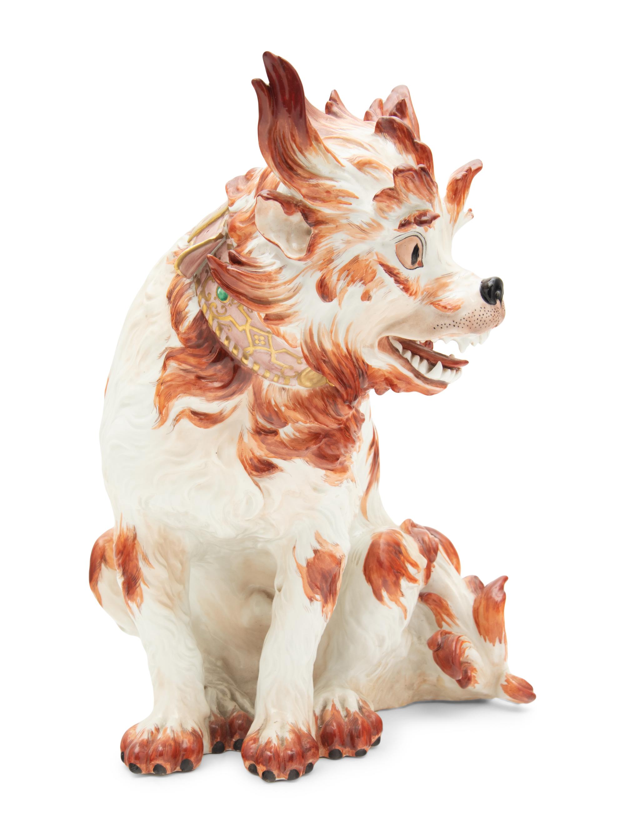 A German Porcelain Model of a Bolognese Hound