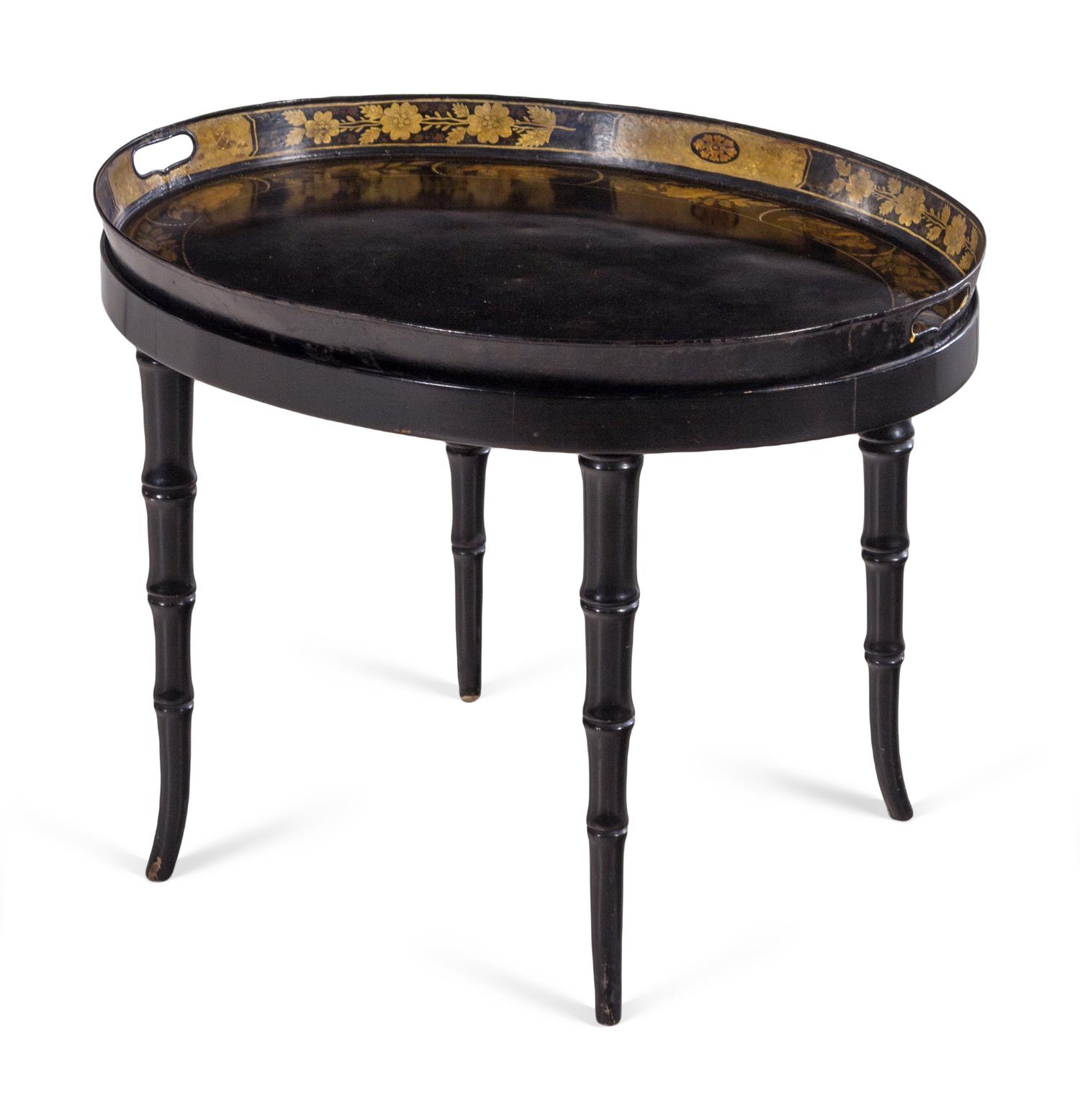 A Victorian Tôle Tray on Stand