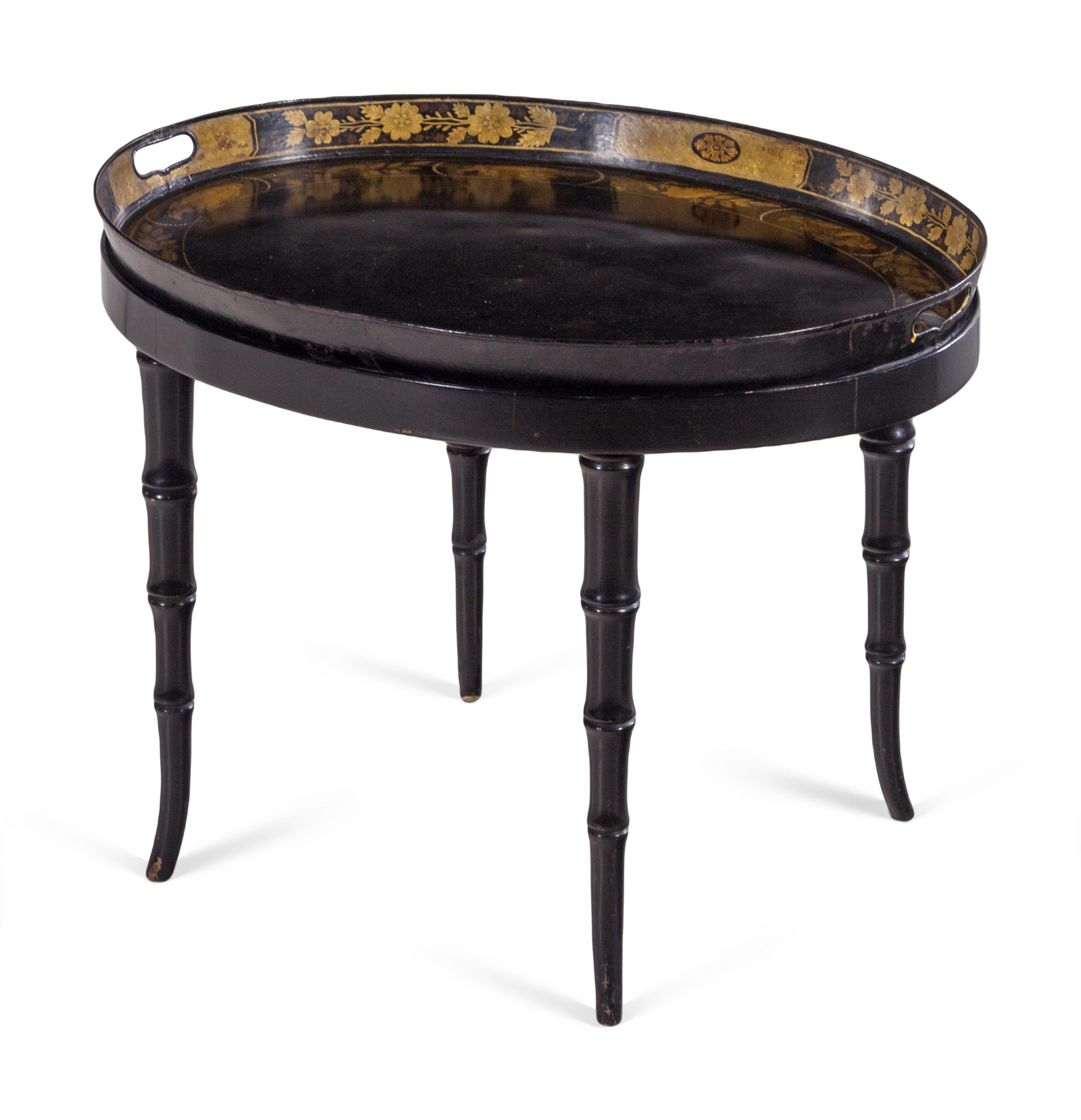 A Victorian Tôle Tray on Stand