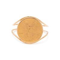 YELLOW GOLD AND MEXICAN 50 PESOS COIN CUFF BRACELET