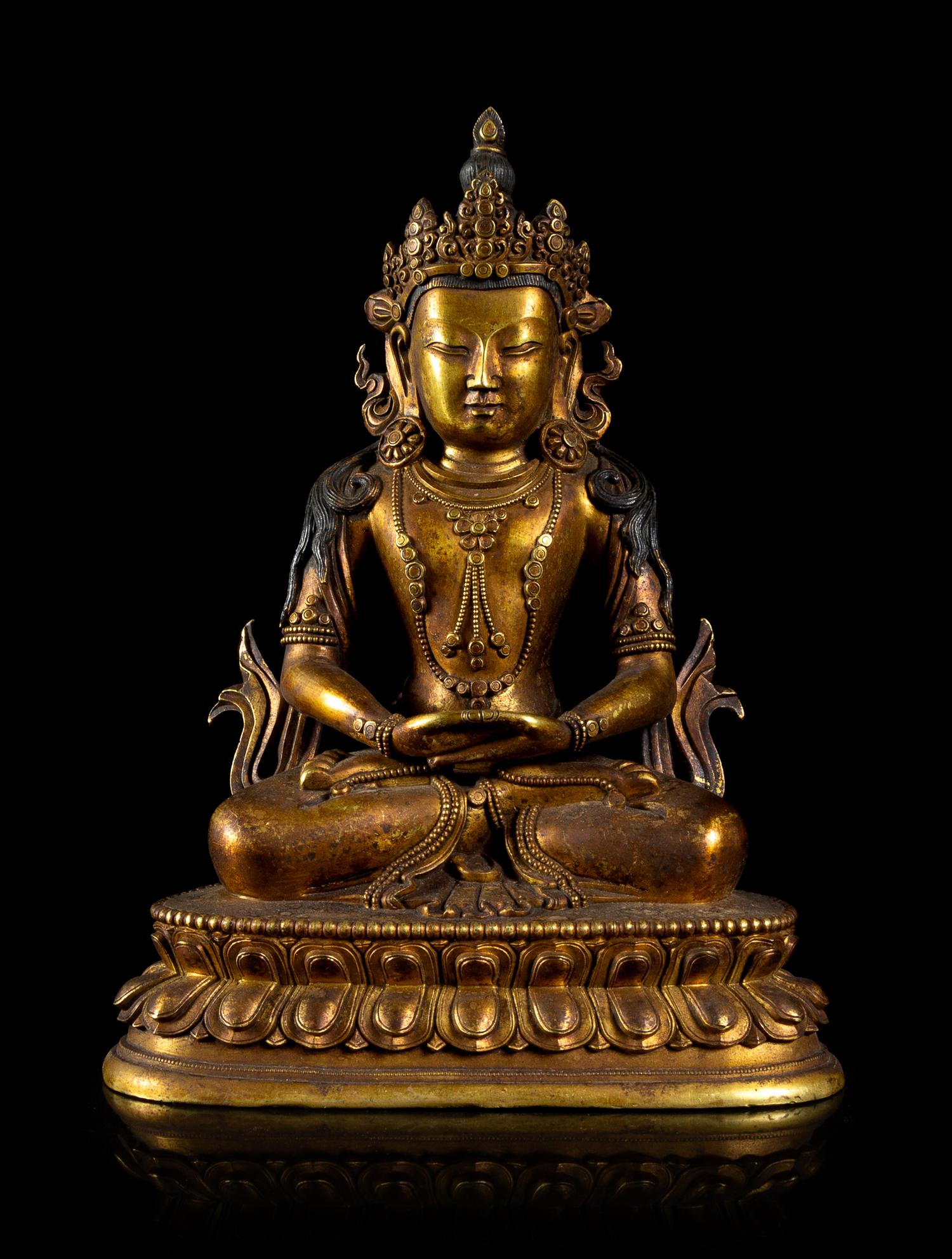 A Sino-Tibetan Gilt Bronze Figure of a Bodhisattva