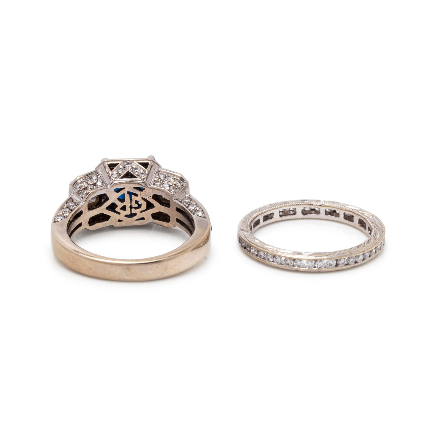 SAPPHIRE AND DIAMOND RING SET