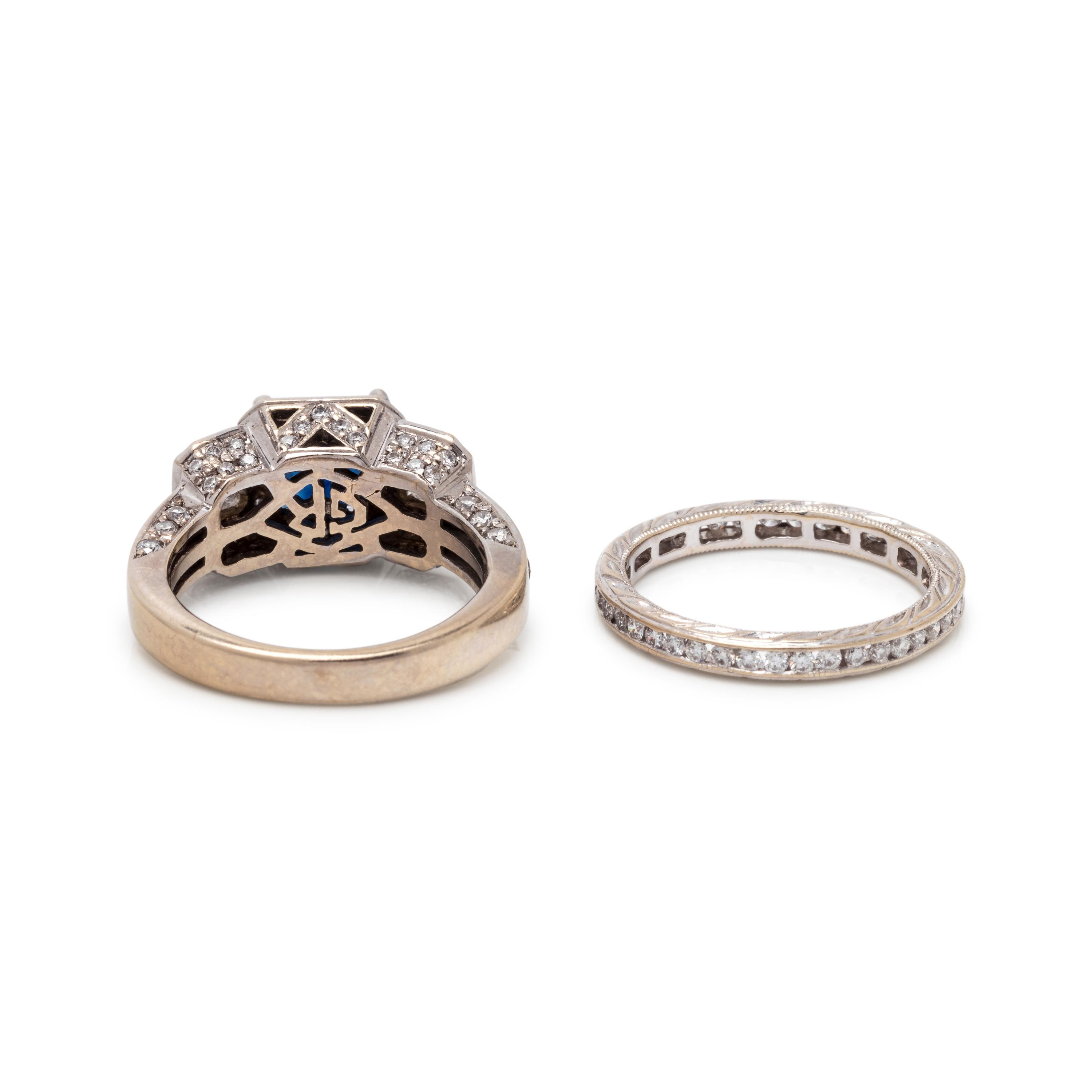 SAPPHIRE AND DIAMOND RING SET