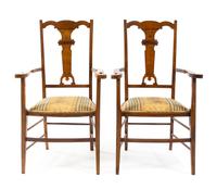 A Pair of Italian Fruitwood Armchairs