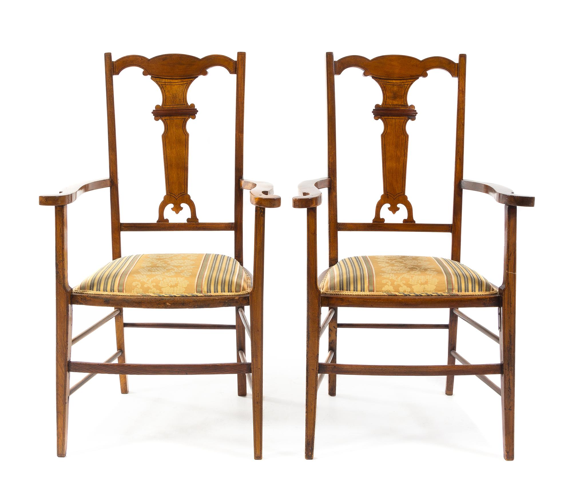 A Pair of Italian Fruitwood Armchairs