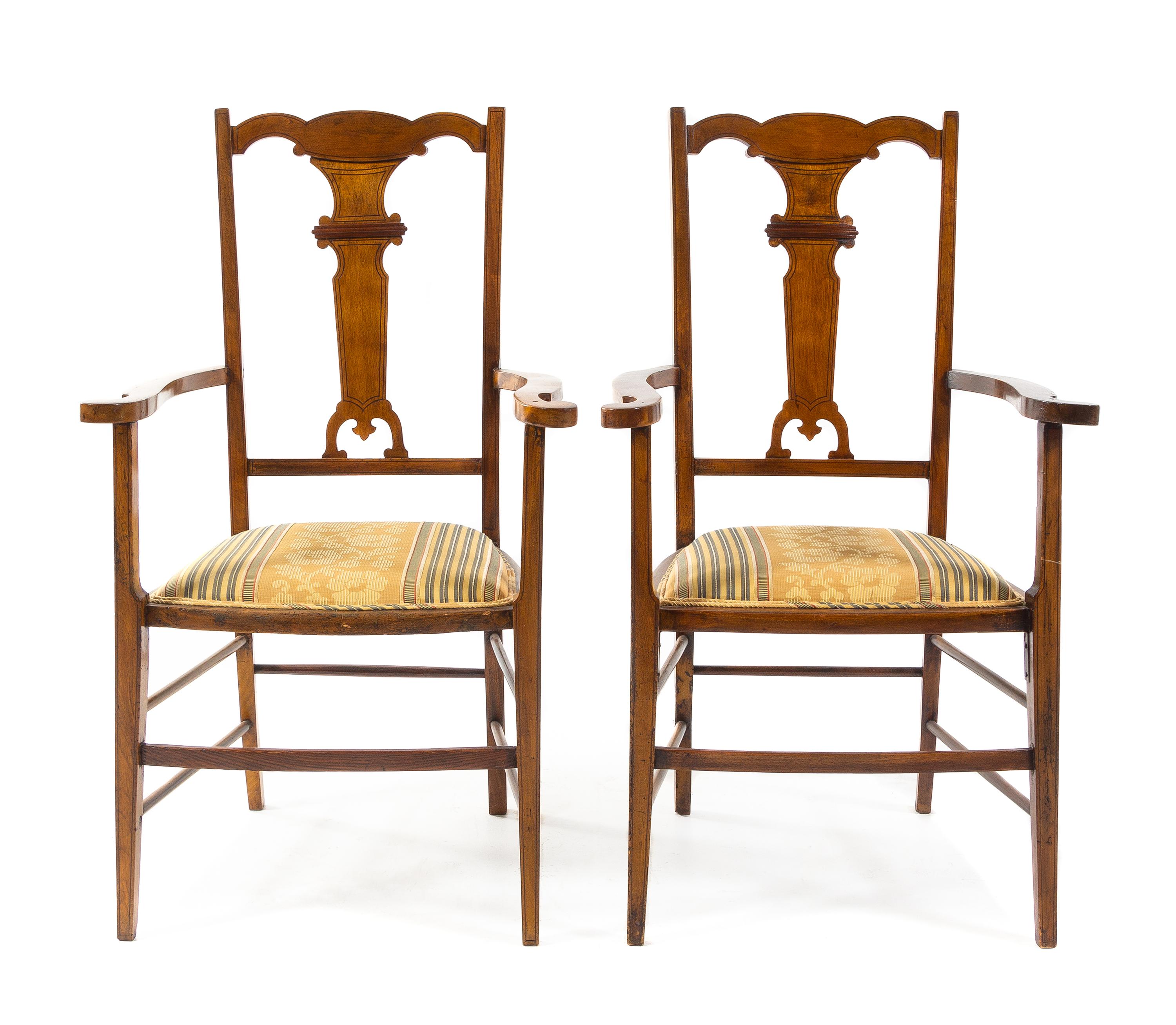 A Pair of Italian Fruitwood Armchairs