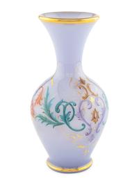 A French Painted and Parcel Gilt Lavender Opaline Glass Vase
