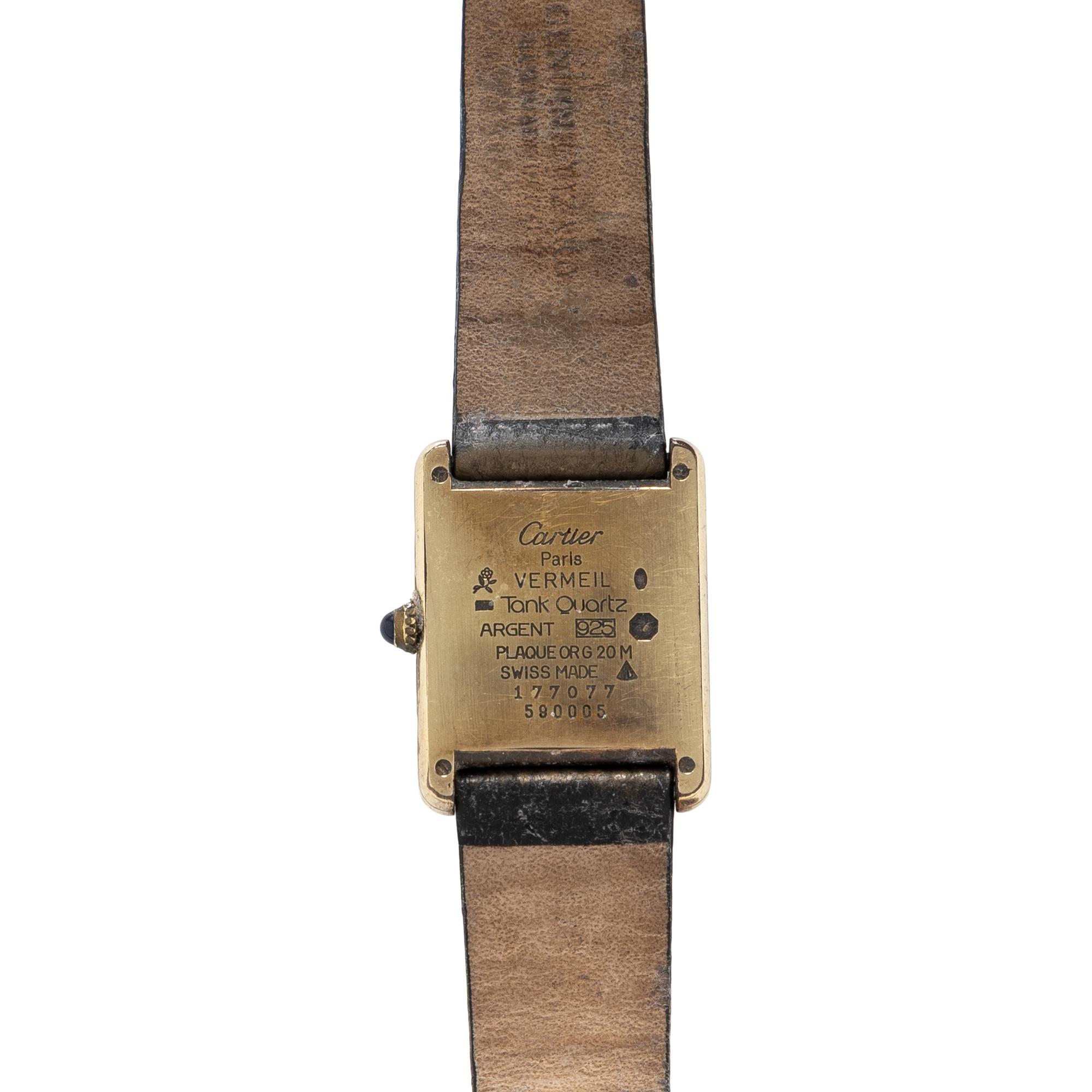 CARTIER, GOLD VERMEIL 'MUST DE CARTIER TANK' WATCH