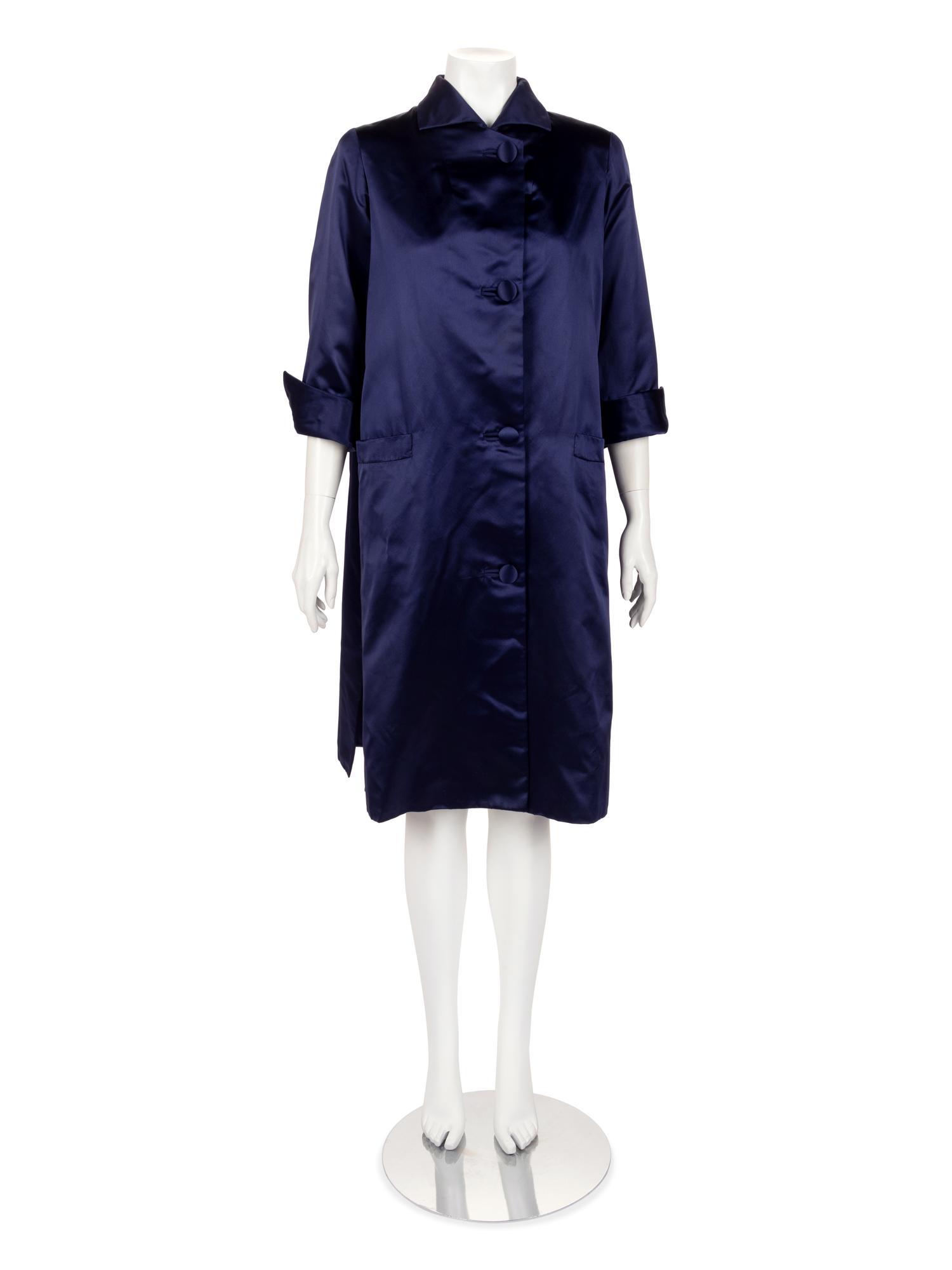 Christian Dior Haute Couture Silk Satin A-Line Coat, 1960s