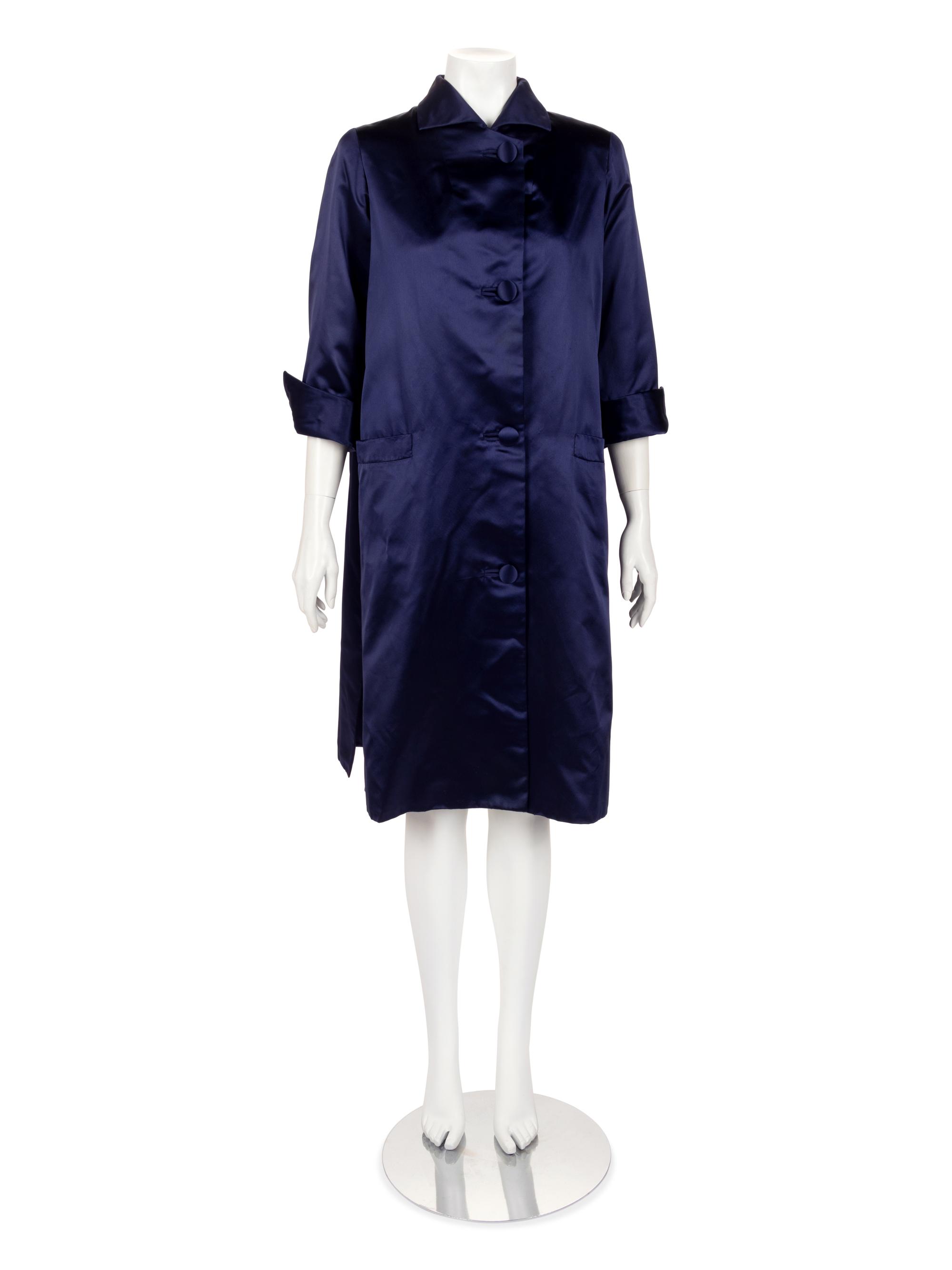 Christian Dior Haute Couture Silk Satin A-Line Coat, 1960s