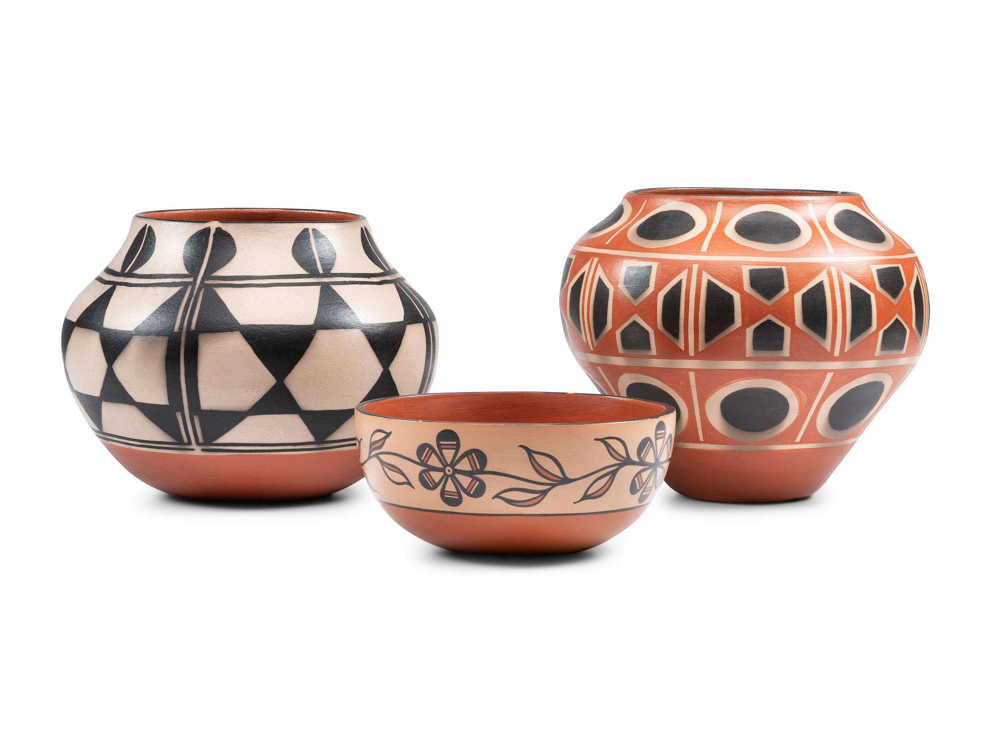 Kewa Pottery Jars and Bowl