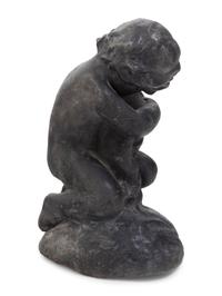 A Metal Garden Fountain Figural Group