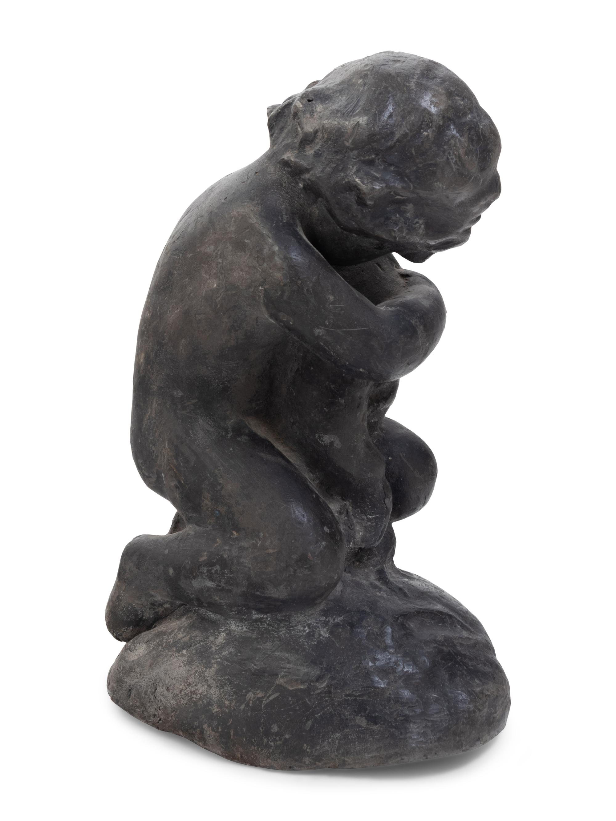 A Metal Garden Fountain Figural Group